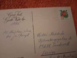 Marja Liisa Pitkäranta joulukortti. Ruotsinkieliset toivotukset. Kulkenut. Aivan alkupään tuotantoa 59 a.