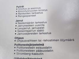 Mercedes-Benz asennusohje 1984 -henkilöautojen omatoimisen huollon, osien ja komponenttien tarkastusohjeiden, säätöjen yms. ohjekirja