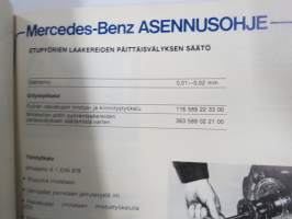 Mercedes-Benz asennusohje 1984 -henkilöautojen omatoimisen huollon, osien ja komponenttien tarkastusohjeiden, säätöjen yms. ohjekirja
