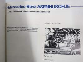 Mercedes-Benz asennusohje 1984 -henkilöautojen omatoimisen huollon, osien ja komponenttien tarkastusohjeiden, säätöjen yms. ohjekirja