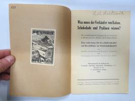 Was muss der Verkäufer von Kakao, Schokolade und Pralinen wissen? -saksalainen kaakaon ja suklaanostajan opas, kuulunut Heikki Huhtamäen henkilökohtaiseen kirjastoon
