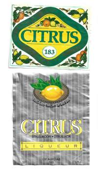 Citrus Alko nr 1752  - liköörietiketti viinaetiketti 2 eril