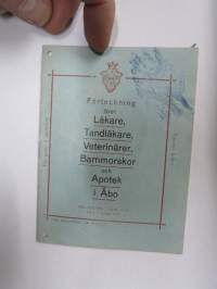 Luettelo Lääkäreistä, Hammaslääkäreistä, Eläinlääkäreistä, Kätilöistä ja Apteekeista Turussa 1914 - Förteckning över Läkare, Tandläkare, Veterinärer, Barnmorskor...