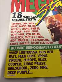 Mega Star julistelehti 1986 no 1 Sisältää julisteita 18 kpl + postikortit takasivulla. Maailman upein Hevialbumi. Katso kuvat