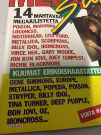 Mega Star julistelehti 1987 no 2 Sisältää julisteita 14 kpl + postikortit takasivulla. Maailman upein Hevi/Glam-albumi. Katso kuvat