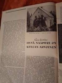 Kotiliesi  N:o20. Lokakuu 2, 1934.Kodin hoitoa, käsitöitä ym. kodin hoitoon liittyviä asioita.Kansikuva Martta Wendelin.Aihe  Aino Kallaksen  romaanista Katinka.
