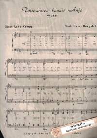 Valio-iskelmiä 1 Toivesaaren kaunis Anja, valssi  nuotit