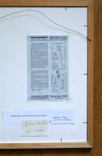 Alexander Paischeff, "Professorin luo "   tussipiirros  sign AP-13 43x38 cm kehystetty  Ampiaisen alkuperäispiirros