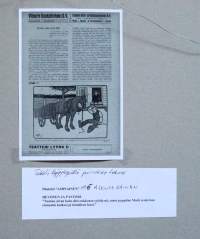 Alexander Paischeff, "Hevonen ja pastori  "   väritetty tussipiirros  sign AP-15,  43x38 cm kehystetty  Ampiaisen alkuperäispiirros