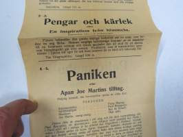 Elävienkuvienteatteri Helikon, Hanko -mainos / käsiohjelma, esitys ollut 19.11.1916; Pikku paljasjalkainen 215 metriä Kalemfilmi / Raha ja rakkaus 600 metriä...