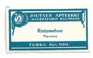 Rintamehua  - Joutsen Apteekki Turku     lääke-etiketti, apteekkietiketti, tuote-etiketti, etiketti