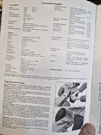 Agria typ 400 monikäyttökoneen käyttöohje ja varaosaluettelo.