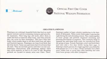 FDC ensipäiväkuori USA - Greater Flamigos (1.10.1992). Isoflamingo (luonto, linnut, kahlaajat)