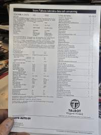 Talbot  solara  GL ja GLS 1983