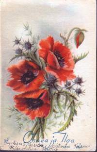 Onnittelukortti/ postikortti - Kukkasia. Onnea ja iloa! (PT 2/10)