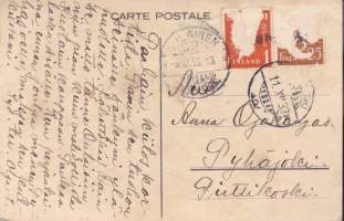 Onnittelukortti/ postikortti - Carte Postale. Leimattu 1933.