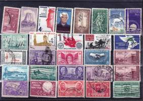 Filatelia USA - n. 80 erilaista vanhempaa kuvamerkkiä