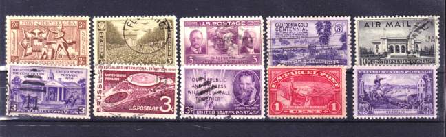 Filatelia USA - n. 80 erilaista vanhempaa kuvamerkkiä