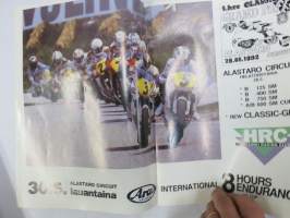 HRC  Helsinki Racing Club / Road Racing News 1992 nr 1, esittelee kisoja, tapahtumia, kalustoa, henkilöitä ym.