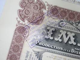 Imatra Sociéte Anonyme pour la Production et la Distribution de lÉnergie Electrique - Action ordinarie, nr 026037 -osakekirja / share certificate