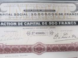 Imatra Sociéte Anonyme pour la Production et la Distribution de lÉnergie Electrique - Action ordinarie, nr 026035 -osakekirja / share certificate