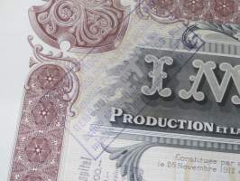 Imatra Sociéte Anonyme pour la Production et la Distribution de lÉnergie Electrique - Action ordinarie, nr 026035 -osakekirja / share certificate