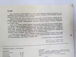 Solifer Export / Speed Thermomat käsikirja - käyttöohjekirja - varaosaluettelo, mukana Bensow-kuitti, johon merkitty osia ja tämä ohjekirja sekä Thermomat -irtotarra