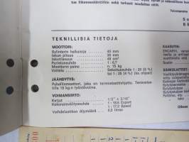 Solifer Export / Speed Thermomat käsikirja - käyttöohjekirja - varaosaluettelo, mukana Bensow-kuitti, johon merkitty osia ja tämä ohjekirja sekä Thermomat -irtotarra