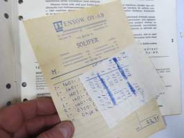 Solifer Export / Speed Thermomat käsikirja - käyttöohjekirja - varaosaluettelo, mukana Bensow-kuitti, johon merkitty osia ja tämä ohjekirja sekä Thermomat -irtotarra