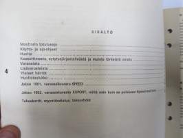 Solifer Export / Speed Thermomat käsikirja - käyttöohjekirja - varaosaluettelo, mukana Bensow-kuitti, johon merkitty osia ja tämä ohjekirja sekä Thermomat -irtotarra