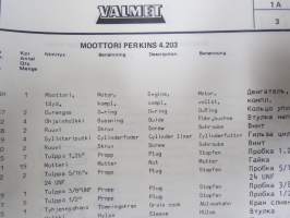 Valmet haarukkatrukki TD255-B2531 (sarjanumero 2014), moottori Perkins 4.203 Varaosaluettelo (Parts Catalogue)