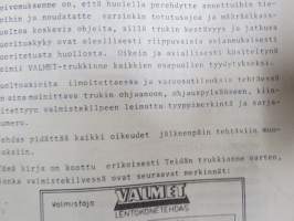 Valmet haarukkatrukki TD1006A (Perkins 6.354 moottorilla) - käyttö ja huolto / operator´s manual in finnish