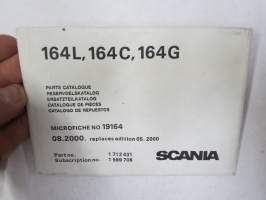 Scania 164L, 164C, 164G Parts Catalogue - Reservdelskatalog - Ersatzteilkatalog - Catalogue de Piéces - Catalogo de Repuestos, Microfiche nr 19164,08-200 -mikrofilmi