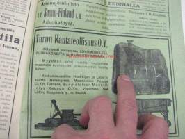 Maanviljelijä 1911 nr 5 sis. mm. G. Hartman / Lincoln lokomobiilit, Turun Rautateollisuus Oy lokomobiilit, puimakoneet -kuvalliset mainokset