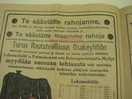 Maanviljelijä 1911 nr 9 sis. mm. G. Hartman / Lincoln lokomobiilit, Turun Rautateollisuus Oy lokomobiilit, puimakoneet, Onkilahden Konepaja Oy lokomobiilit