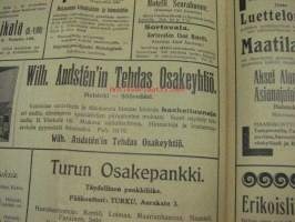 Maanviljelijä 1911 nr 9 sis. mm. G. Hartman / Lincoln lokomobiilit, Turun Rautateollisuus Oy lokomobiilit, puimakoneet, Onkilahden Konepaja Oy lokomobiilit