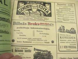 Maanviljelijä 1912 nr 9 sis. mm. G. Hartman / Lincoln lokomobiilit, Kone- ja Siltarakennus Oy kiertomankelit ym. -kuvalliset mainokset