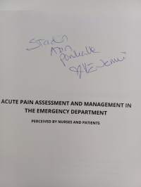 Acute Pain Assessment and Management in the Emergency Department (signeerattu, tekijän omiste)