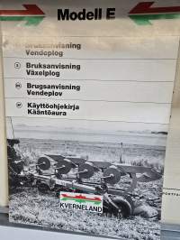 Kverneland model E kyntöauran käyttöohje kirja