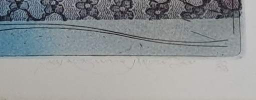 Kaj Aleksander  Järvenpää, "Perusmuotoja", värigrafiikka  sign 2002 tpla 1/3 e v  33x54 cm