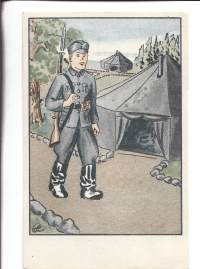 Sotilasleiri  - sotilaspostikortti  postikortti kulkematon