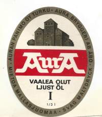 Aura Vaalea Olut I -  olutetiketti