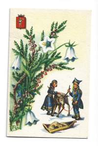 Maakuntakukka Lappi   sign Rst= Ramstedt kansallispuku postikortti kulkematon