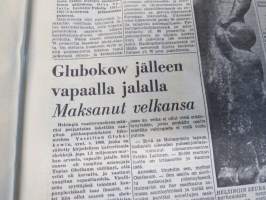 Uusi Suomi la 1.4.1967,  Kansanedustaja vapaan oluen kannalla, Linnanmäen näkötorni, Aktivistivaellus 50 vuotta sitten, sekkipetturi Vassilian Glubokov, ym.