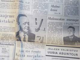 Aamulehti la 1.4.1967, Kolarin malmirata?, MS Finalndia mainos, Amerikkalainen miljonääri Frans Nieminen etsii perillisiä, Urjalan putka kuin leikkimökki, ym.