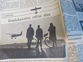 Aamulehti la 1.4.1967, Kolarin malmirata?, MS Finalndia mainos, Amerikkalainen miljonääri Frans Nieminen etsii perillisiä, Urjalan putka kuin leikkimökki, ym.