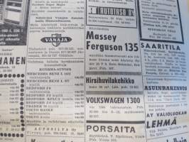 Aamulehti la 1.4.1967, Kolarin malmirata?, MS Finalndia mainos, Amerikkalainen miljonääri Frans Nieminen etsii perillisiä, Urjalan putka kuin leikkimökki, ym.