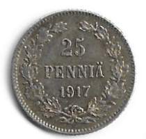 25 penniä  1917 II hopeaa