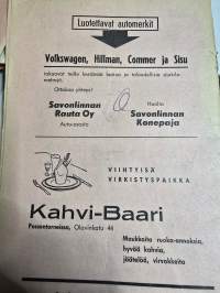 XIX Savonlinnan vauhtikisat  21,8, 1966 käsiohjelma.