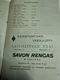 XXI Savonlinnan vauhtikisat  25, 8, 1968 käsiohjelma.